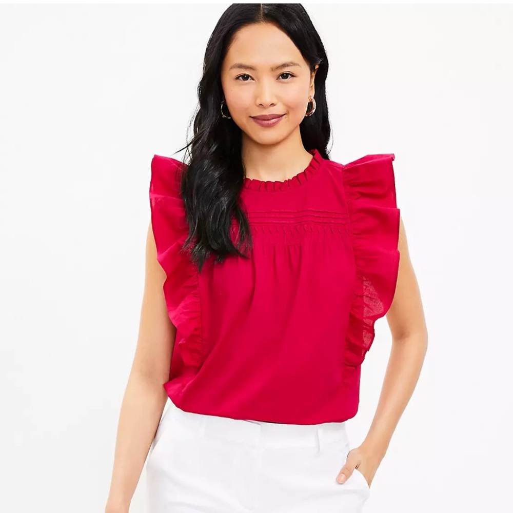 Red Ruffle Sleeve Top